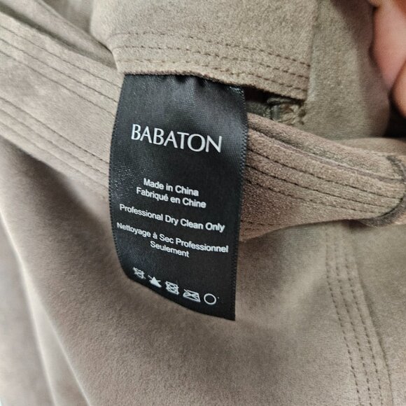 Aritzia Babaton Cecily Faux Suede  A-Line Midi Skirt Sz 4 Taupe Self-tie belt - Picture 12 of 13